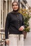 Lace Detailed Buttoned Knitwear Cardigan Black