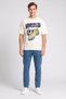 Men Crew Neck Short Sleeve Graphic Print T-Shirt, Cream - 2