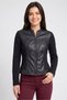 Women Plain Motorcycle Jacket, Black