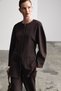 Sonnet Women's Crew Neck Long Sleeve Hidden Placket Wide Leg Bitter Coffee Top and Bottom Set - 4