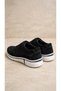 Men's Black Diagonal Stitched Rubber -Flat Lace-Up Casual Daily Shoes -Black and Cream Sole Comfort Model - 6