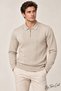 Men's Polo Collar Half Zipper Ribbed Front Slim Fit Acrylic Cotton Knit Sweater