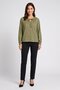 Women Tie Neck Long Sleeve Solid Blouse, Olive - 2