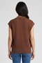 Women Split Neck Sleeveless Eyelet Top, Brown - 4