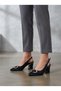Black Satin Closed Heeled Women's Shoes