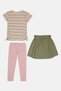 Kids Girl 3 Pcs Stripe Top And Skirt With Leggings Set, Multicolor - 3