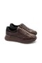 Men's Black Diagonal Stitched Rubber -Flat Lace-Up Casual Daily Shoes -Black and Cream Sole Comfort Model - 6