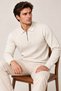 Men's Polo Collar Half Zipper Ribbed Front Slim Fit Acrylic Cotton Knit Sweater - 3