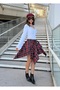 Red Asymmetrical Cut Short Skirt with Shorts Inside 32083 - 4