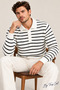 Men's Striped Polo Collar Knitwear Sweater Slim Fit Long Sleeve Cotton Acrylic Blend - 3