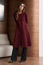 Women's Loose Cut Long Comfortable Burgundy Poncho - 3