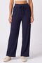 Women Regular Fit Textured Wide Leg Pants, Navy Blue