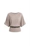 Liora Belted Knitwear Blouse – Women's Short Sleeve Round Neck Loose Fit with Waist Belt - 3