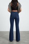 Dodge Dark Blue Spanish Flare Jean Flare Women's Colorfast Power Lycra Recovery Denim Pants - 2