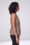 Women Crew Neck Solid Sleeveless Vest Coat, Taupe - 3