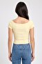 Women Off Shoulder Short Sleeve Solid Top, Yellow - 4