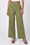 Women Regular Fit Solid Wide Leg Pants, Olive