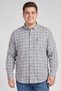 Men Slim Fit Long Sleeve Checkered Casual Shirt, Grey