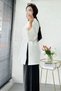 Side Slit Detail Waist-Tied Basic Blouse - White - 6