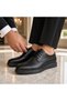 Men's Black Matte Leather Lace-Up Classic Shoes Suitable for Bridal Suits and Suit Bottoms - 3