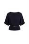 Liora Belted Knitwear Blouse – Women's Short Sleeve Round Neck Loose Fit with Waist Belt - 3