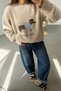 Dog Figured Embroidery Detailed Crew Neck Oversize Knitwear Sweater Aw26Kz00090 - 2