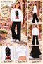 Winter, Spring, and Autumn Girls' Black Spanish Flared Bottoms and White Sweat Top - 2
