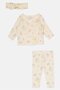 Toddlers Girl 3 Pcs Floral Print Pajama Top And Bottom With Headband Set, Multicolor - 2