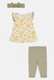 Toddlers Girl 3 Pcs Graphic Print Dress And Bottom With Headband Set, Multicolor - 2