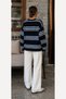 Bipantolon Women's Oversize Striped Crew Neck Sweatshirt - 5