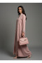 Pink Designer Star Lace with Matching Headscarf Front Open Abaya - 6