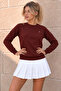 Women's Crew Neck Seasonal Burgundy Sweatshirt - 3