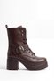 Women's Brown Winter Boots with Buckle, Lace-Up, Zipper, 8 cm High Thick Sole Boots Hayka - 2
