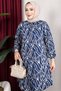 Patterned Buttoned Tunic Indigo - 3