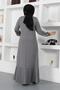 Sewing Detailed Dress Gray - 5