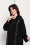 Jet Black Open Abaya with Tailored Lapel & Contrast Stitch Detailing - 6