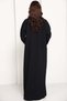 Jet Black Abaya with Hand-Placed Crystal Swirls - 6