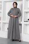 Pleated Robe with Gathered Sleeves Gray