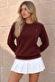 Women's Crew Neck Seasonal Burgundy Sweatshirt - 4