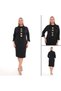 Women's Plus Size Judge Collar Gold Button Detailed Three-Quarter Sleeve Midi Dress - 4