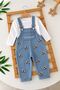 Dog Detailing Knitted Baby Boy Salopet Set - Blue
