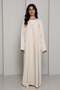 Ivory Open Abaya with Tonal Lattice Front Detailing