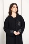 Jet Black Abaya with Hand-Placed Crystal Swirls - 4
