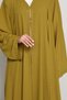 Olive Mustard Open Abaya with Subtle Stud Embellishment - 4