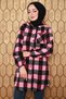 Plaid Patterned Hijab Cap Pink - 4