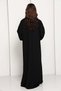 Jet Black Tonal Jacquard Open Abaya with Tailored Lapel - 5