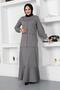 Sewing Detailed Dress Gray