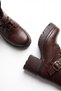 Women's Brown Winter Boots with Buckle, Lace-Up, Zipper, 8 cm High Thick Sole Boots Hayka - 7