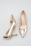 Women's Mirror Gold Pointed Toe Heeled Shoes - 7