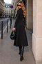 Women's Turtleneck Long Sleeve Deep Slit Long Crepe Dress Stylish Elegant Daily and Evening Occasion Dress - 7
